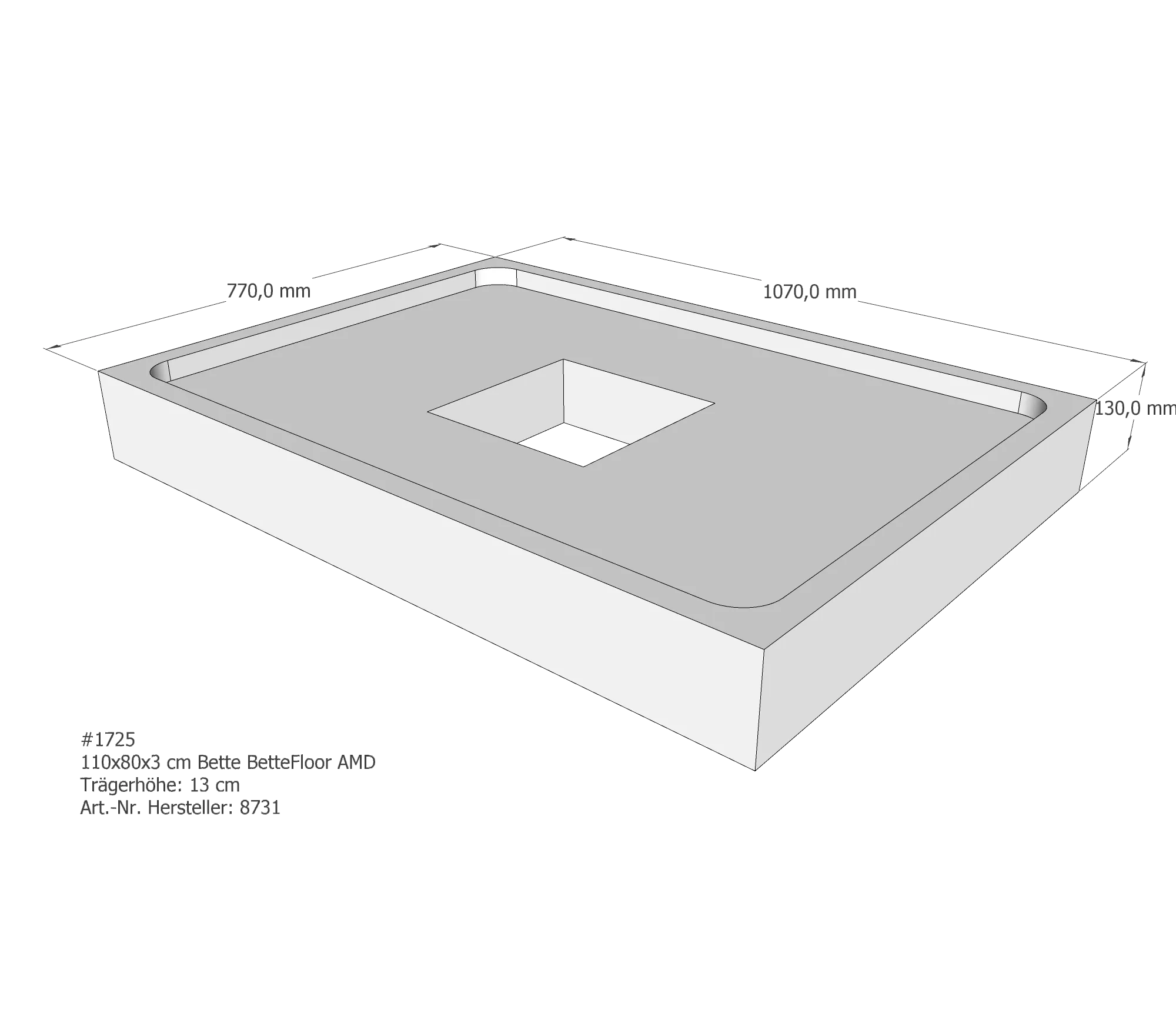 Duschwannenträger passend für Bette BetteFloor 110 × 80 × 3 cm Duschwannenträger passend für Bette BetteFloor 110 × 80 × 3 cm