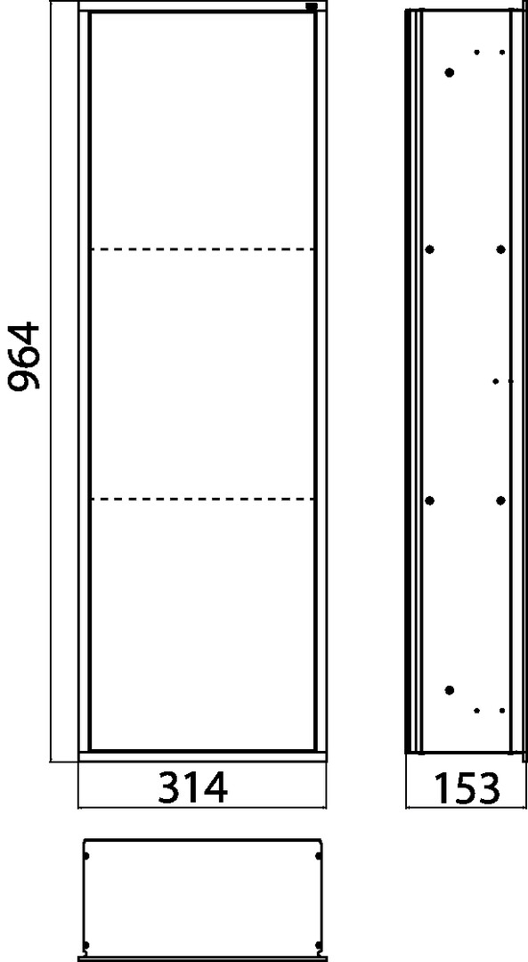 Schrank-Modul asis 300 Unterputz, 964 mm, aluminium / optiwhite ohne Einbaurahmen