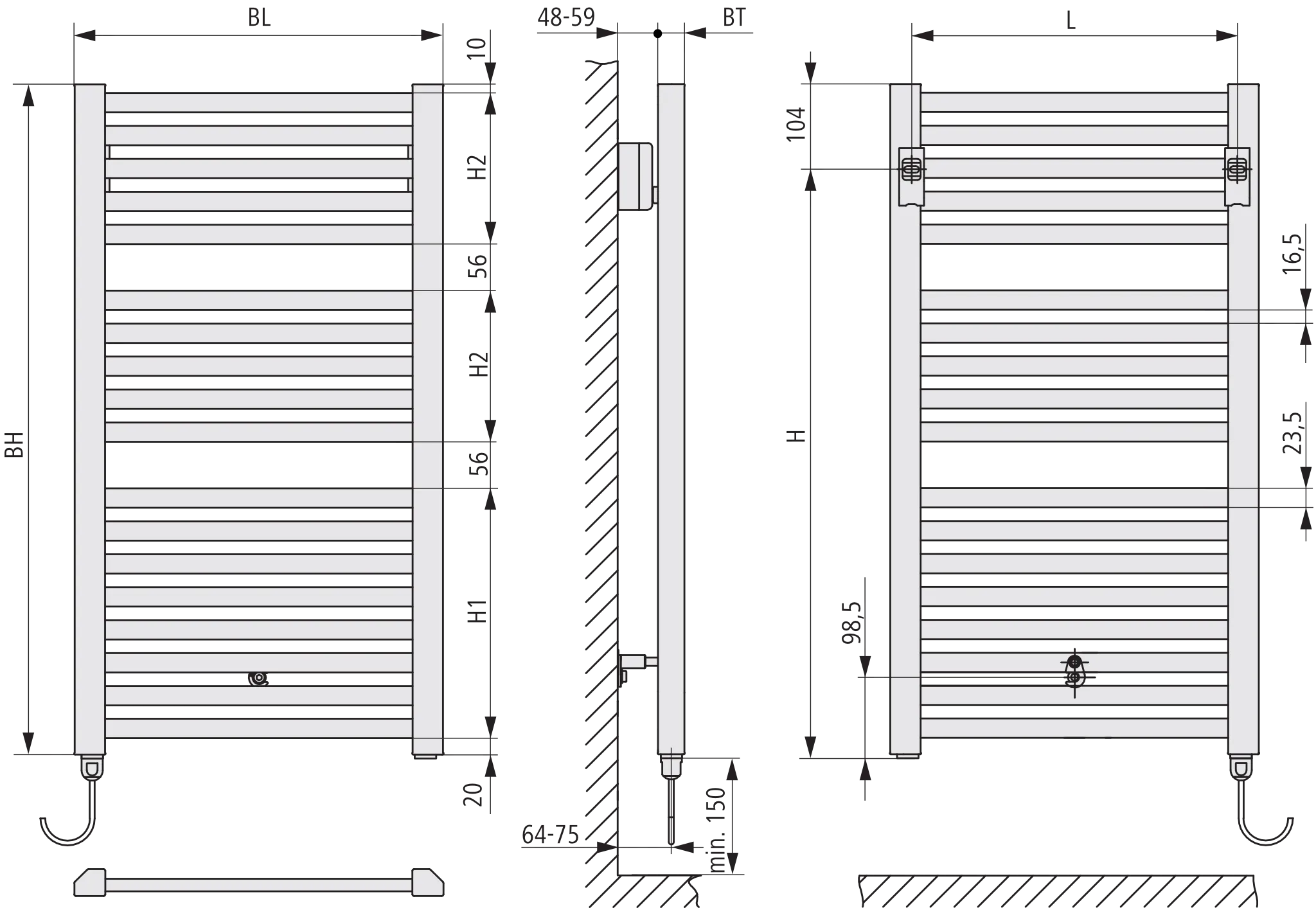 Kermi Design-Elektroheizkörper „Geneo® quadris-E“ 44,7 × 81,4 cm in Weiß