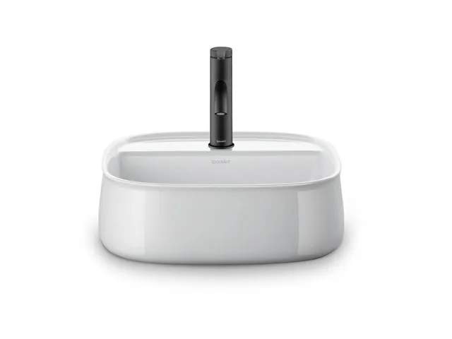 Aufsatzwaschtisch geschliffen „Zencha“ 42 × 42 × 13,5 cm, Hahnlochposition mittig in Weiß Hochglanz Aufsatzwaschtisch geschliffen „Zencha“ 42 × 42 × 13,5 cm, Hahnlochposition mittig in Weiß Hochglanz