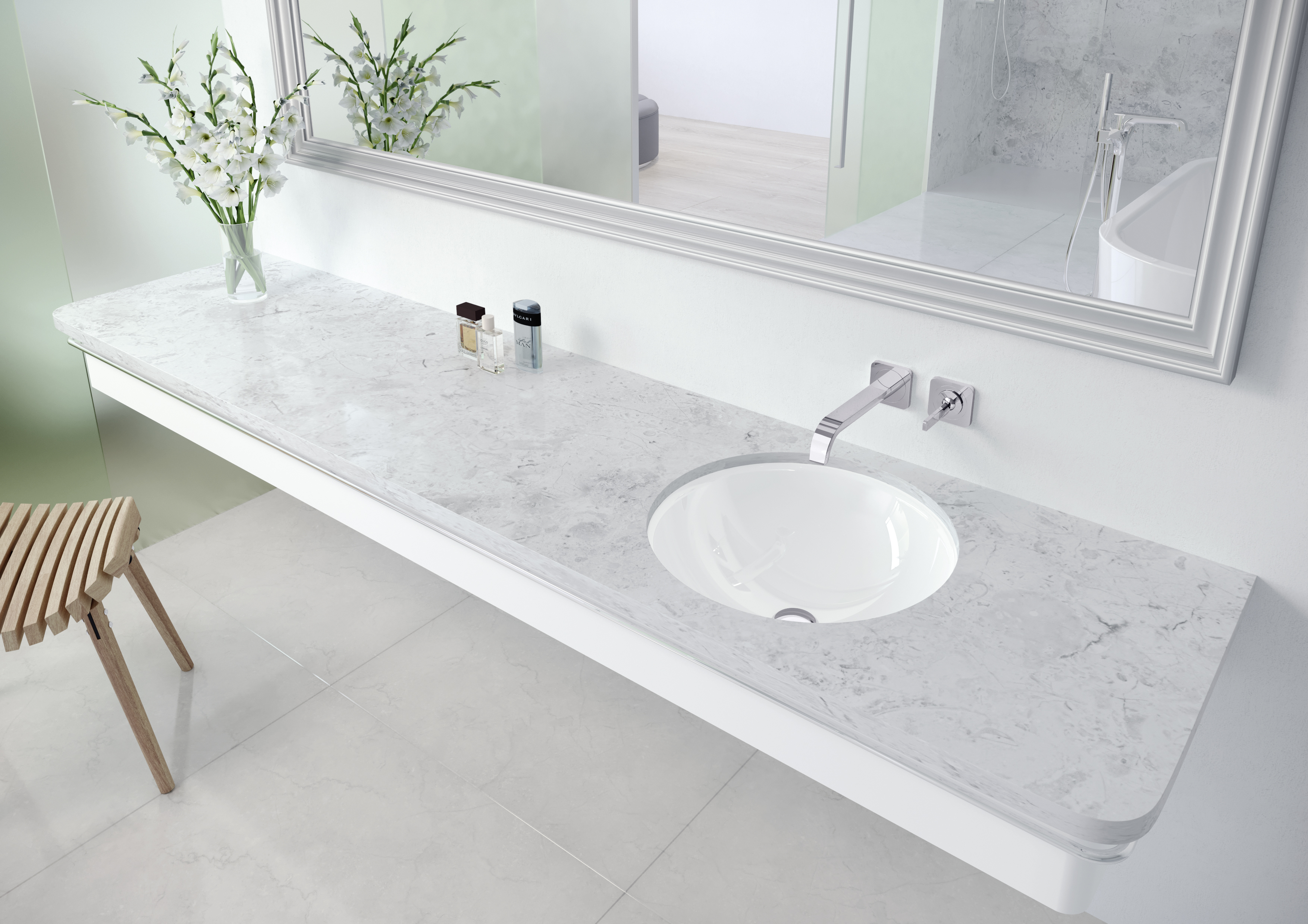 Unterbauwaschtisch „Classic“ ⌀ 43,2 × 13,7 cm weiß mit Perl-Effekt SONDERANGEBOT Unterbauwaschtisch „Classic“ ⌀ 43,2 × 13,7 cm weiß mit Perl-Effekt SONDERANGEBOT