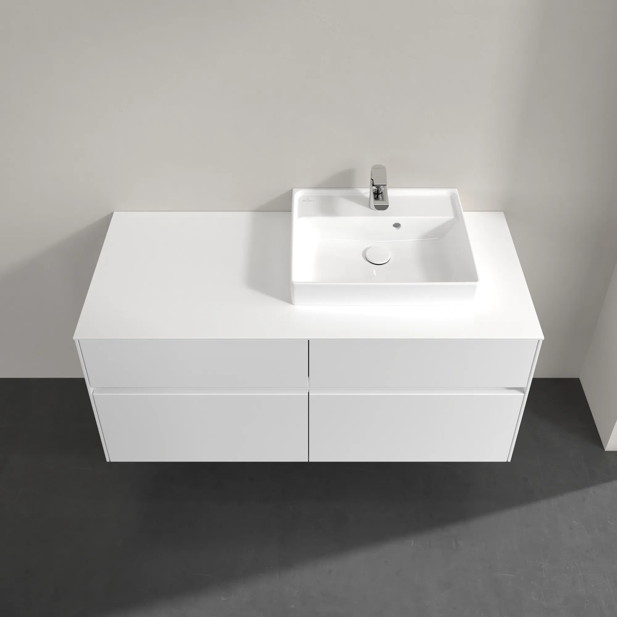 Villeroy & Boch Waschtischunterschrank „Collaro“ 1200 × 548 × 500 mm Glossy White, ohne Beleuchtung, für Becken rechts