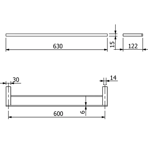 -VELA C Doppel-Badetuchhalter Länge = 600MM chrom