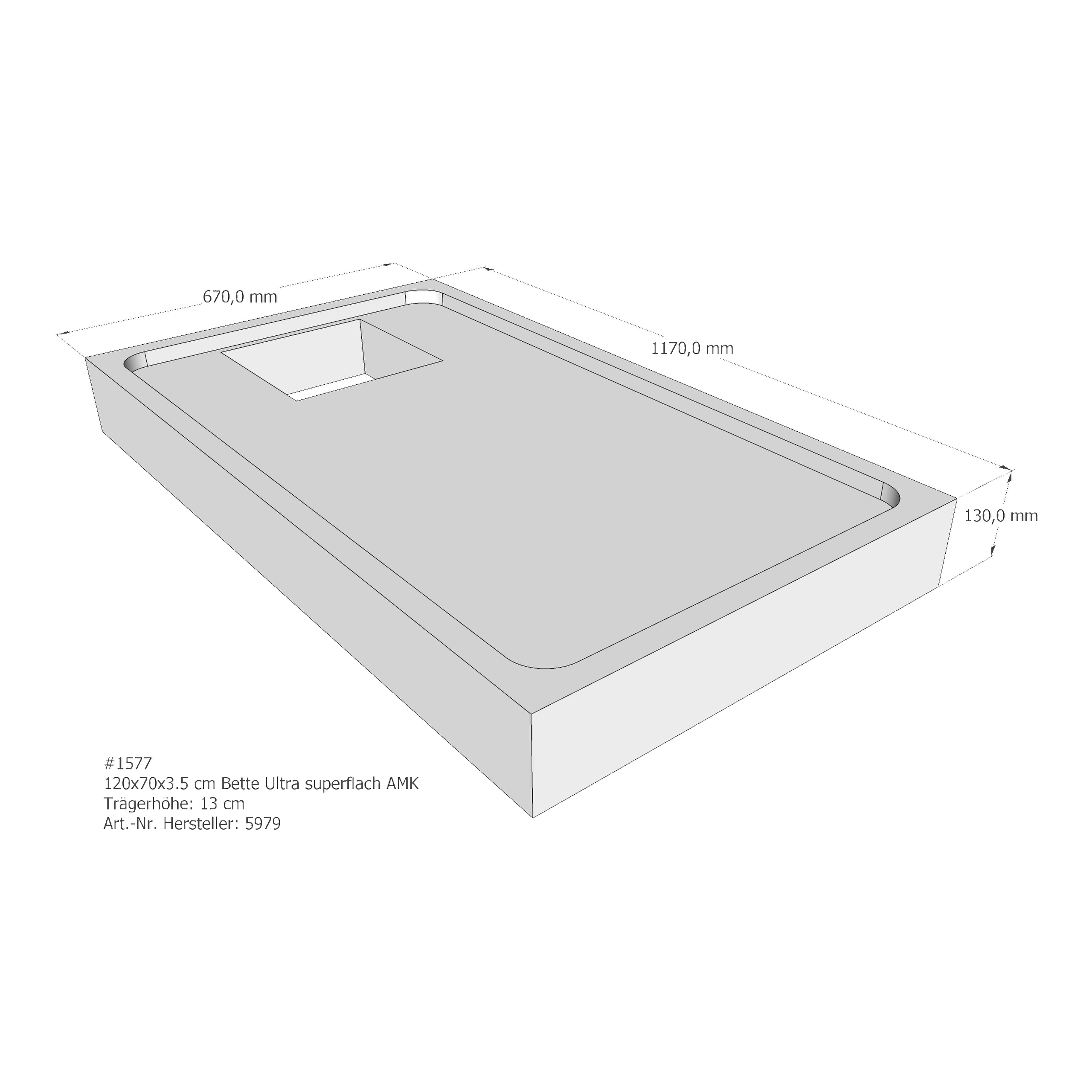 Duschwannenträger für Bette Ultra (superflach) 120 × 70 × 3,5 cm Breite: 70 cm / Länge: 120 cm