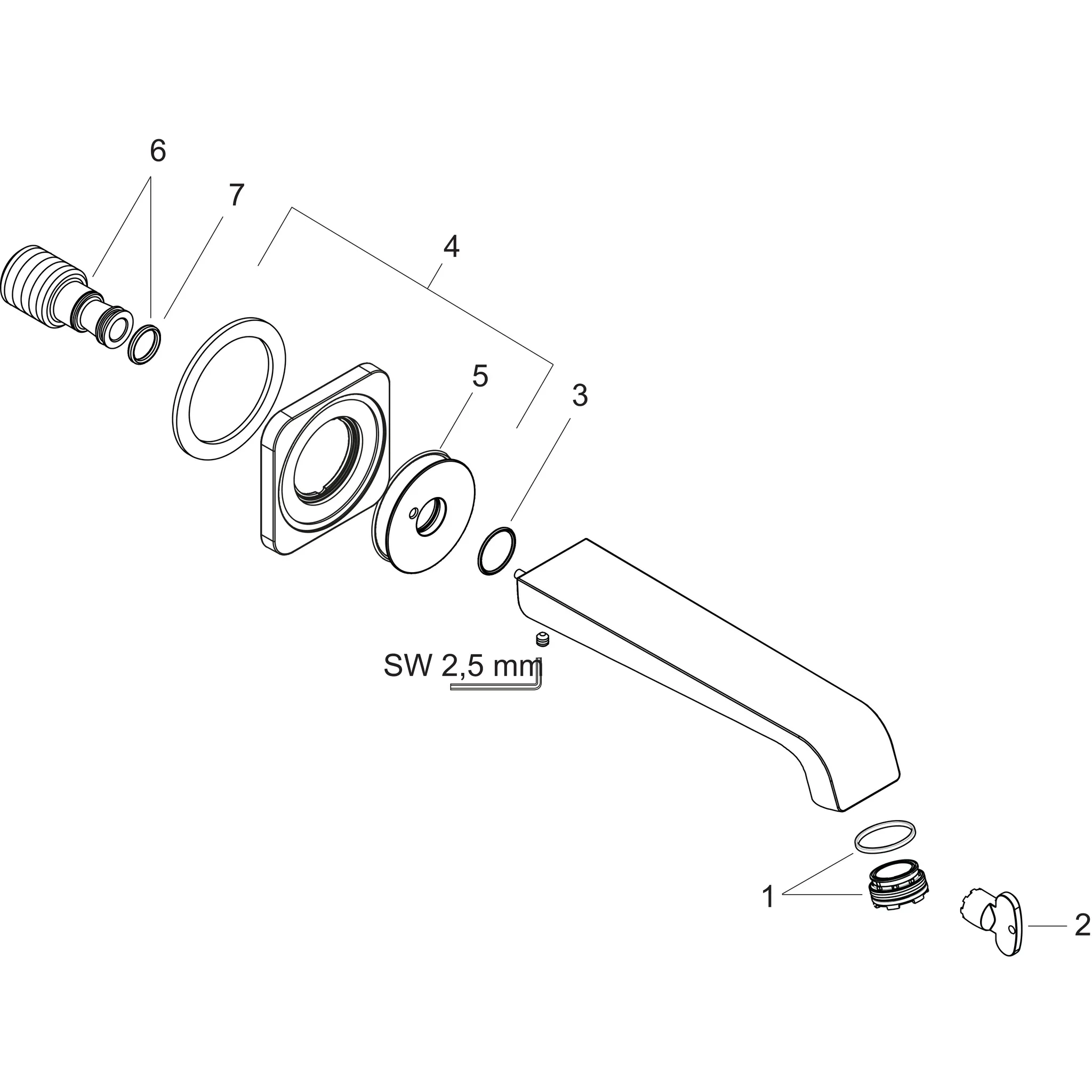 Hansgrohe Axor Citterio E Wanneneinlauf Chrom, DN20, Ausladung 181 mm, Laminarstrahl, max. Durchfluss 23 l/min bei 3 bar Hansgrohe Axor Citterio E Wanneneinlauf Chrom, DN20, Ausladung 181 mm, Laminarstrahl, max. Durchfluss 23 l/min bei 3 bar