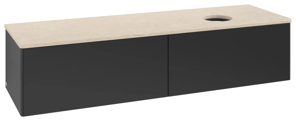 Villeroy & Boch Antao Waschbeckenunterschrank L38_1, 1600x360x500mm, Black Matt Lacquer / Botticino