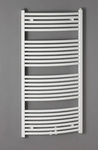 Zehnder Design-Heizkörper „Zeno Bow“ für Warmwasser-Zentralheizung oder für gemischten Betrieb 49,5 × 168,8 cm in Telegrey 4 (RAL 7047)