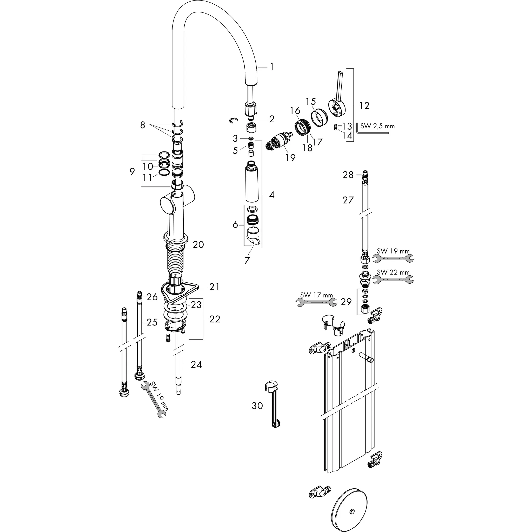 Spültischmischer 210 Talis M54 Ausziehauslauf 1jet sBox chrom