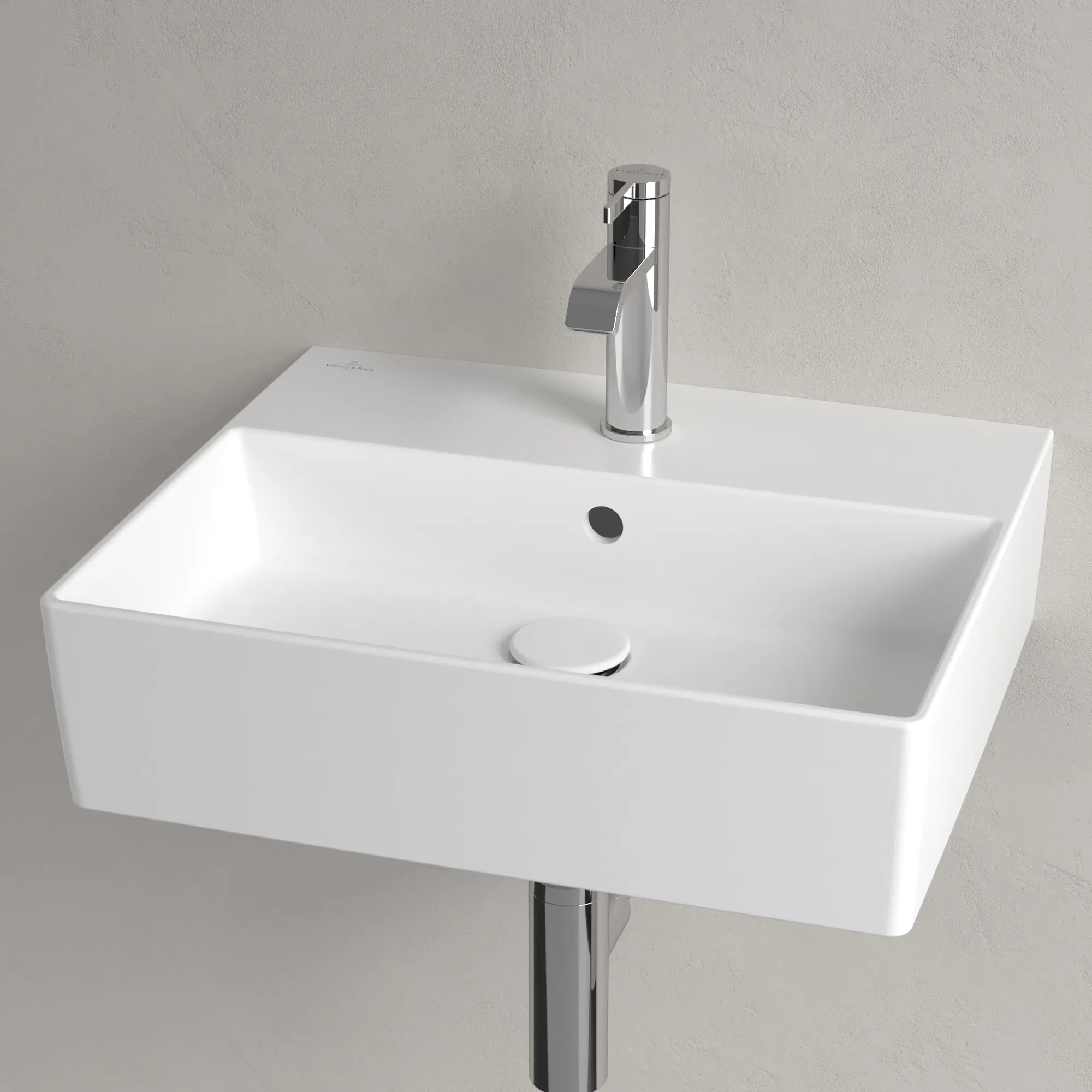 Villeroy & Boch Wandwaschtisch aus TitanCeram „Memento 2.0“ 500 × 420 × 140 mm, mit Hahnlochbohrung, Hahnlochposition mittig in Stone White Villeroy & Boch Wandwaschtisch aus TitanCeram „Memento 2.0“ 500 × 420 × 140 mm, mit Hahnlochbohrung, Hahnlochposition mittig in Stone White