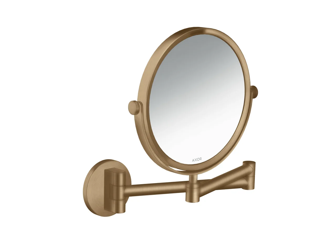 Hansgrohe AXOR Universal Circular Rasierspiegel Brushed Bronze, neigbar und schwenkbar, 5-fache Vergrößerung, Wandmontage