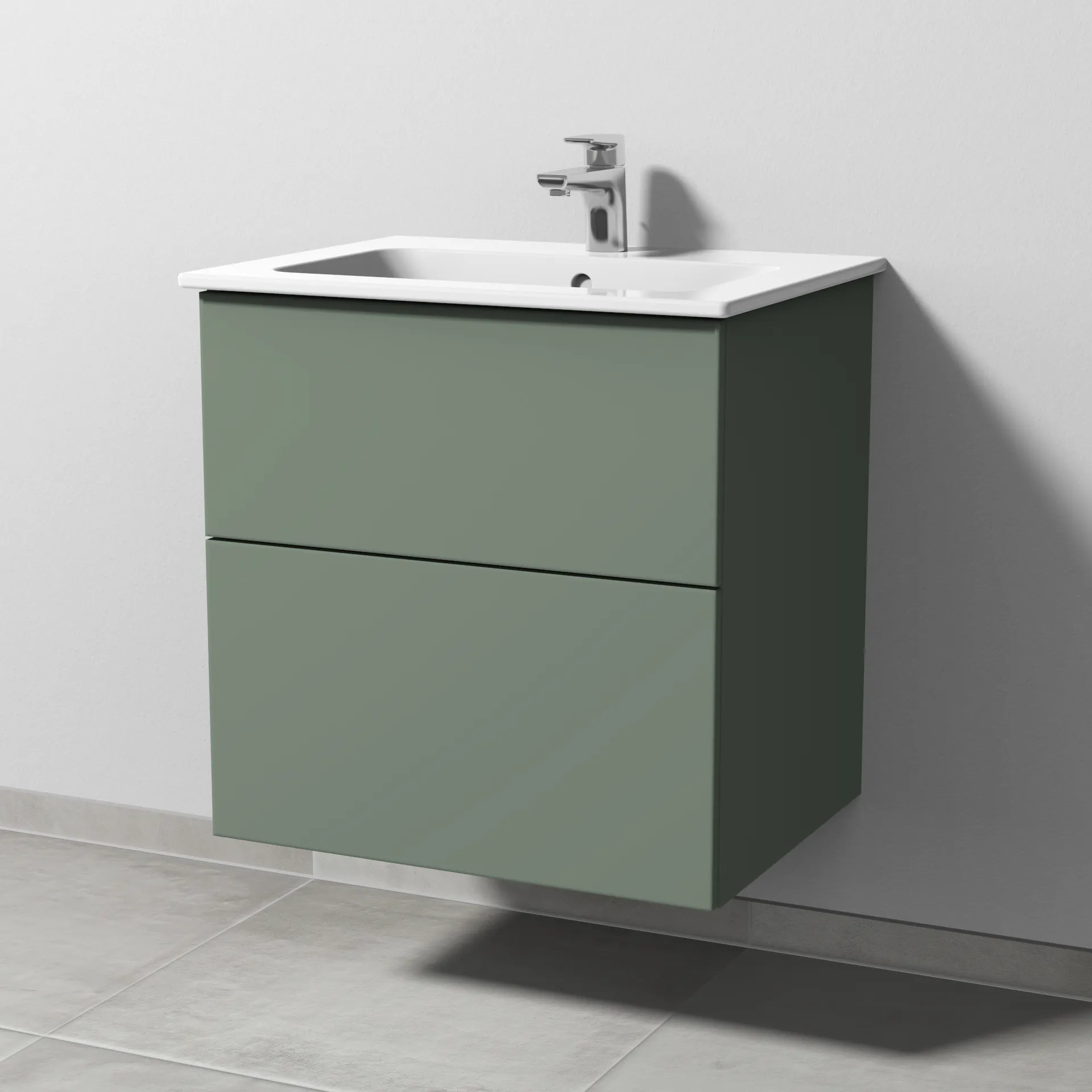 Sanipa Waschtischunterschrank „3way“ passend zu Keramik-Waschtische ME by Starck von Duravit 600 × 613 × 467 mm in Soft-Green