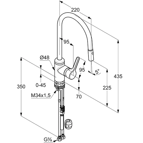 Kludi BINGO STAR Spültisch EHM DN 15 herausziehbare Brause chrom