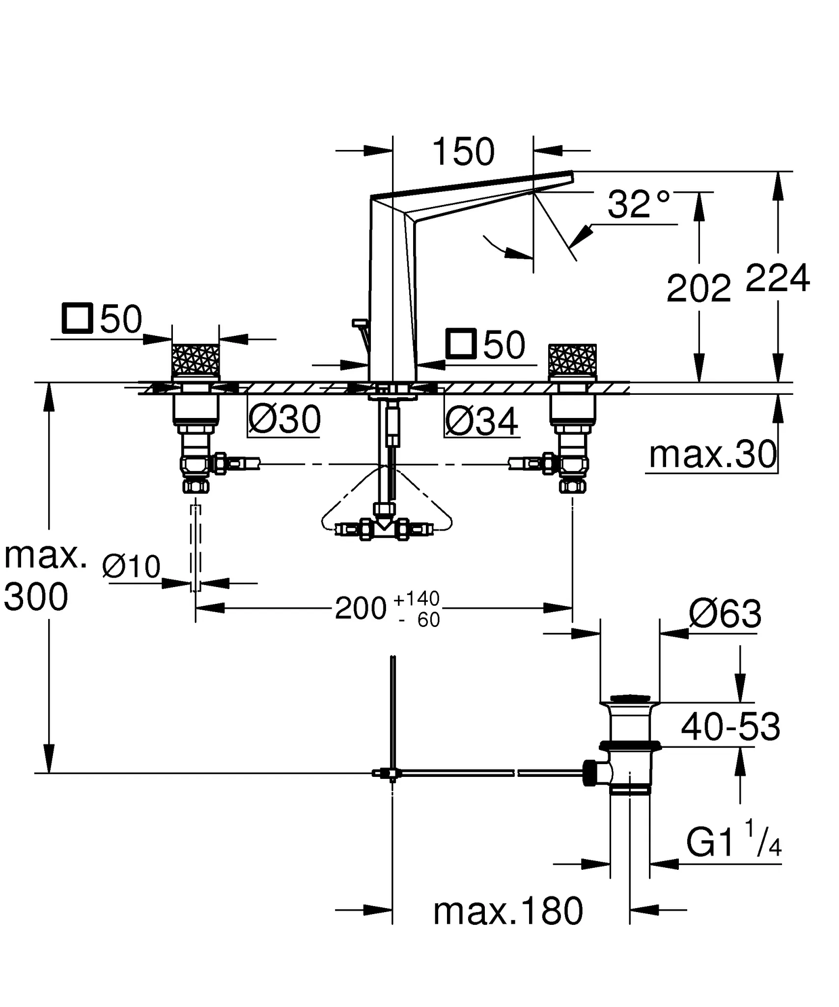 Grohe Allure Brilliant Private Collection 3-Loch Waschtischbatterie ½ L-Size Vanilla Noir Ceasarstone Grohe Allure Brilliant Private Collection 3-Loch Waschtischbatterie ½ L-Size Vanilla Noir Ceasarstone