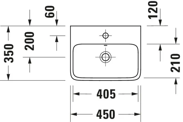 Handwaschtisch „Qatego“ 45 × 35 × 14,5 cm, Hahnlochposition mittig