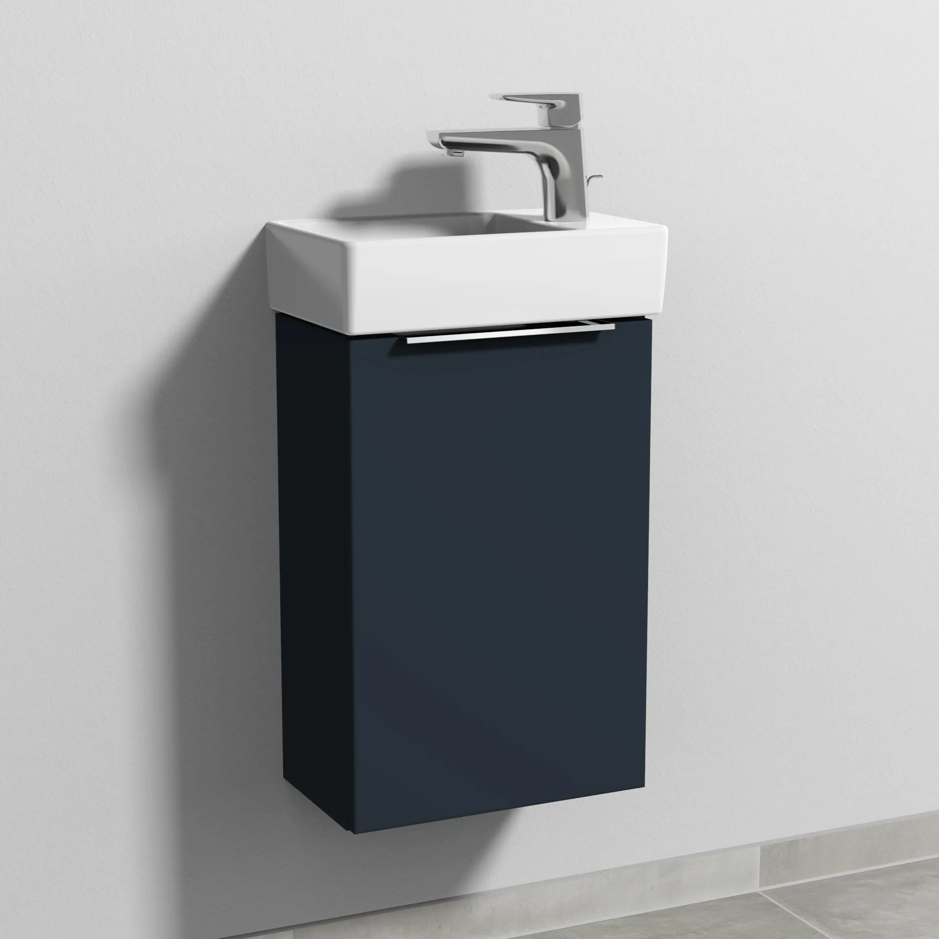 Sanipa Waschtischunterschrank „3way“ passend zu Keramik-Waschtische Avento von Villeroy & Boch 340 × 510 × 202 mm in Marine (matt), Anschlag rechts