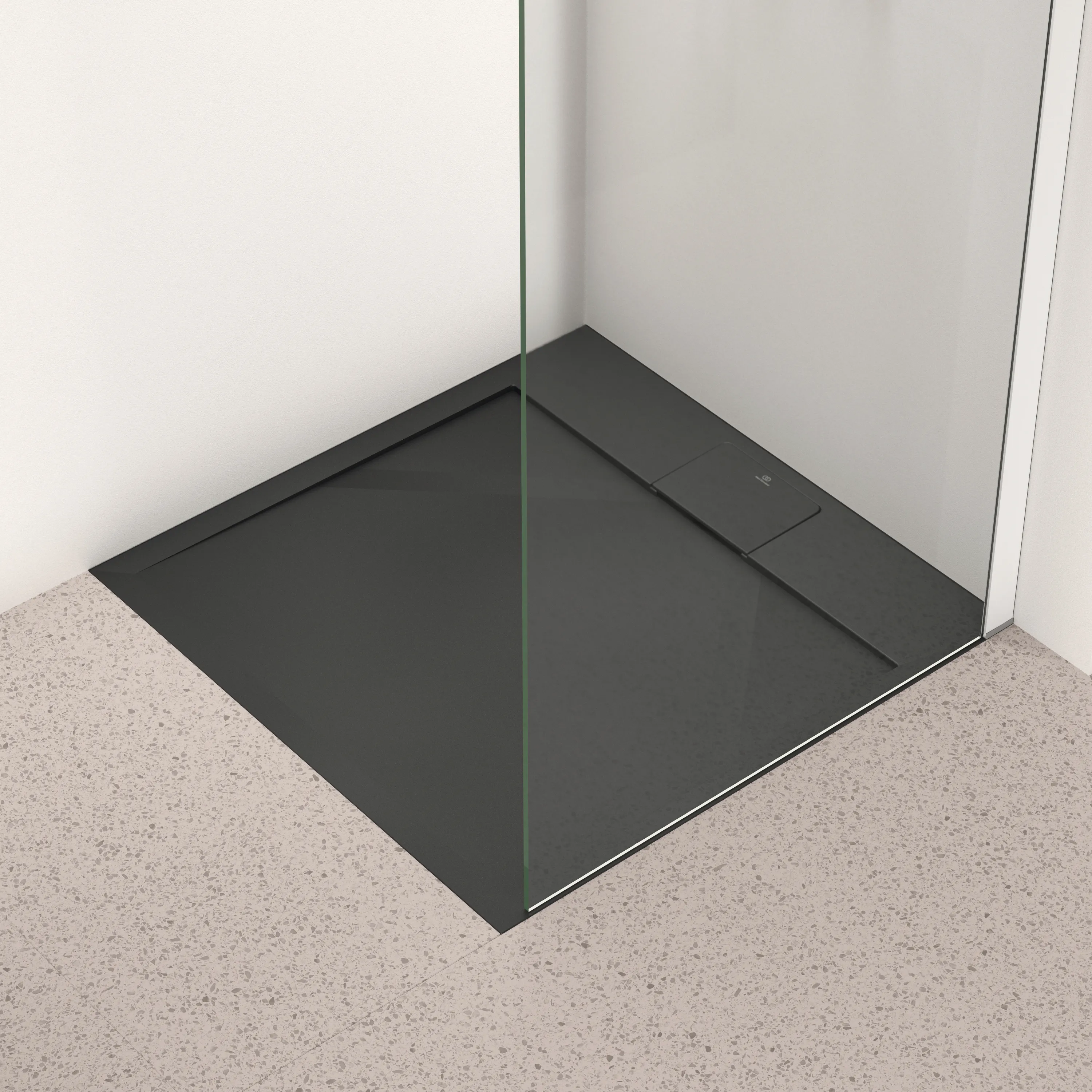 Ideal Standard Quadrat-Brausewanne Ultra Flat S i.life, 700x700x30 mm Schiefer, rutschfest, Bodenebener Einbau möglich