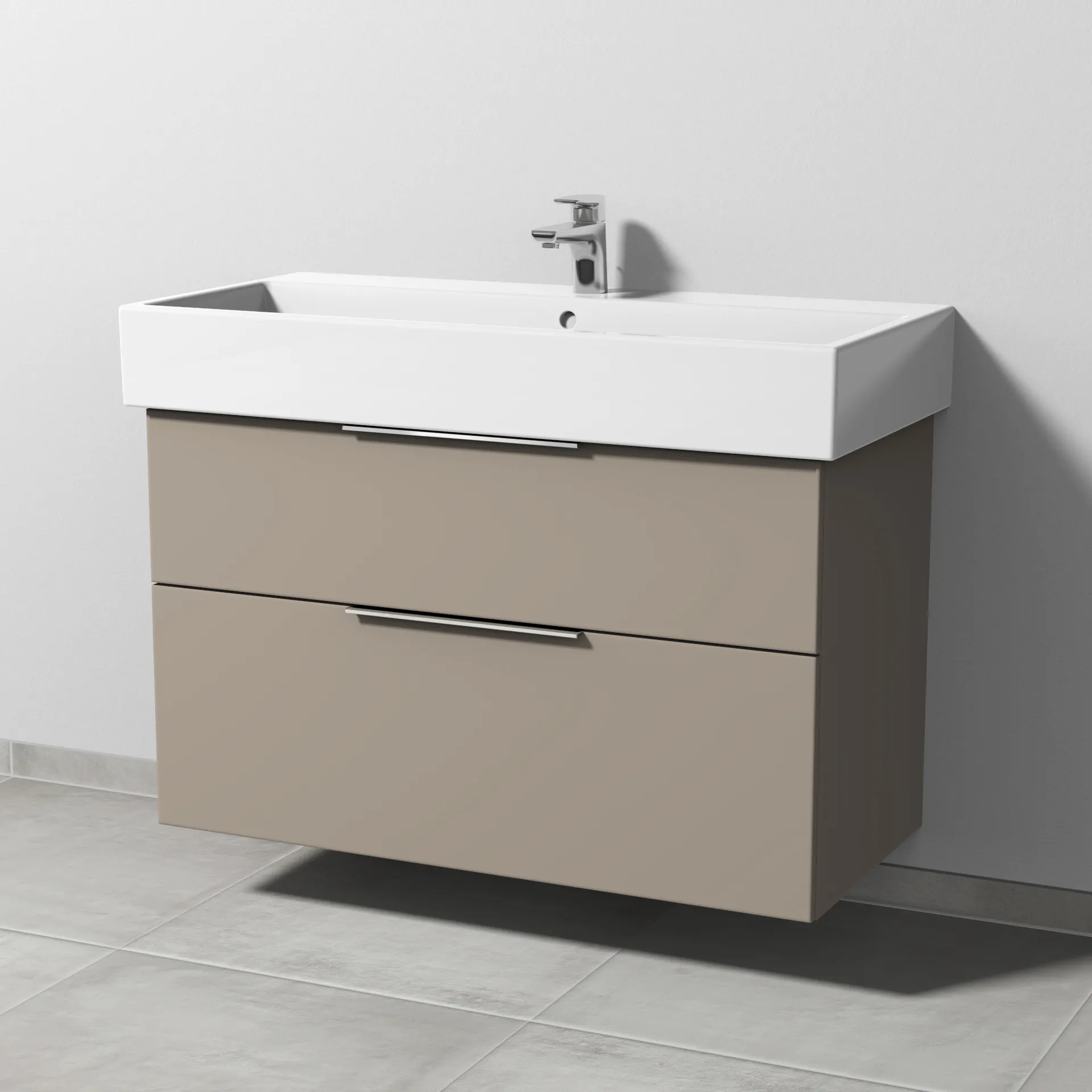 Sanipa Waschtischunterschrank „3way“ passend zu Keramik-Waschtische Vero Air von Duravit 950 × 591 × 447 mm in Sandgrau (matt)