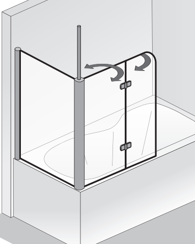 HSK teilgerahmte Seitenwand zu Drehfalttür „Exklusiv“ Glas Grau, Profile Weiß, für #Türbreite#, H: 1400 mm