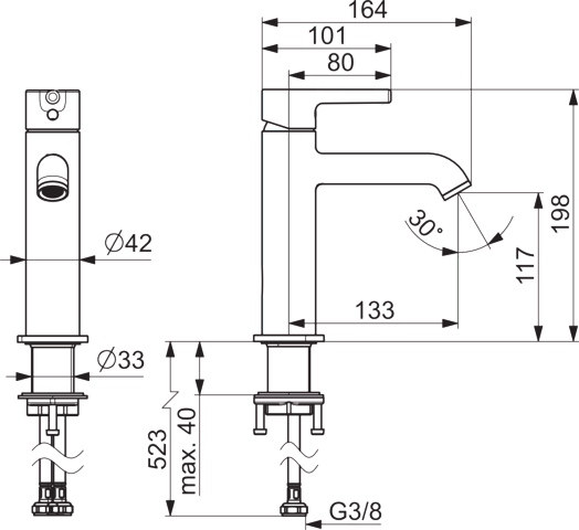 EHM Waschtischbatterie VANTIS Style 5437 Ausladung 133 mm Chrom