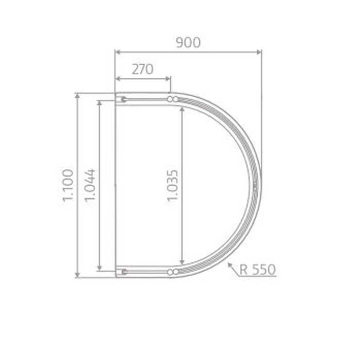 HSK teilgerahmte Runddusche Halbkreis mit Drehfalttür pendelbar, 4-teilig „Exklusiv“ 110 × 202 cm Glas Klar hell, Profile Alu Silber-matt,