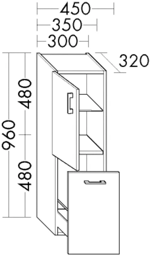 burgbad Hochschrank „Sys30“ 340 × 960 × 360 mm in Eiche Dekor Klassik