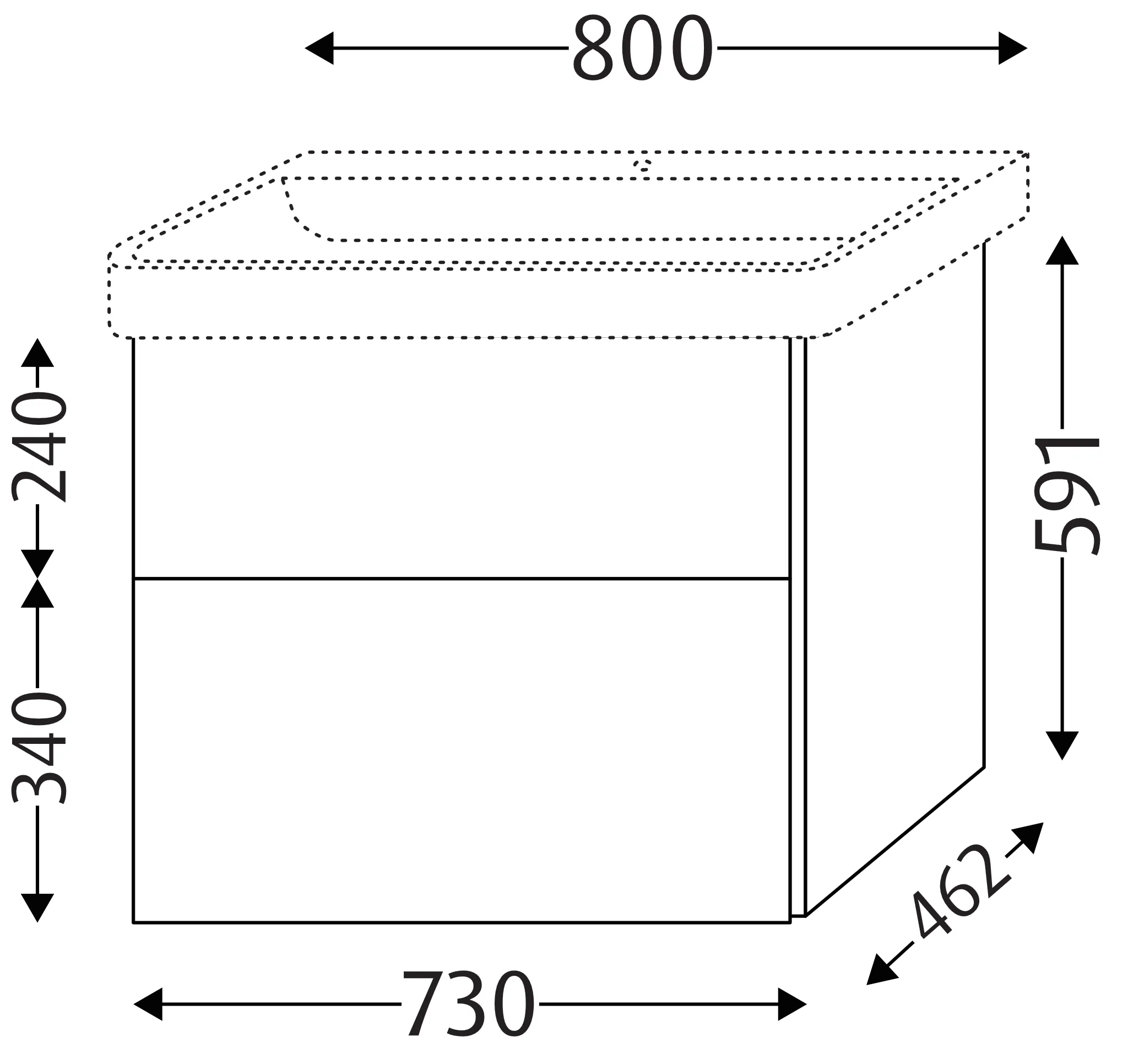 Waschtischunterbau mit Auszügen 3way (BP471) 591x730x462 Graphit-Matt