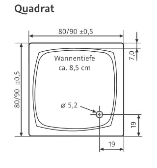 HSK quadrat Acryl-Duschwanne „flach“ 80 × 80 cm in Weiß HSK quadrat Acryl-Duschwanne „flach“ 80 × 80 cm in Weiß