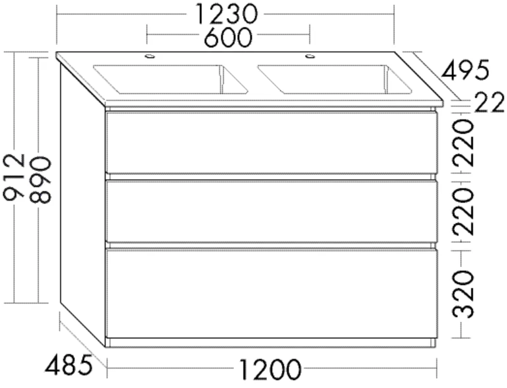 burgbad Waschtischunterschrank „Lin20“ in Weiß Solid Matt
