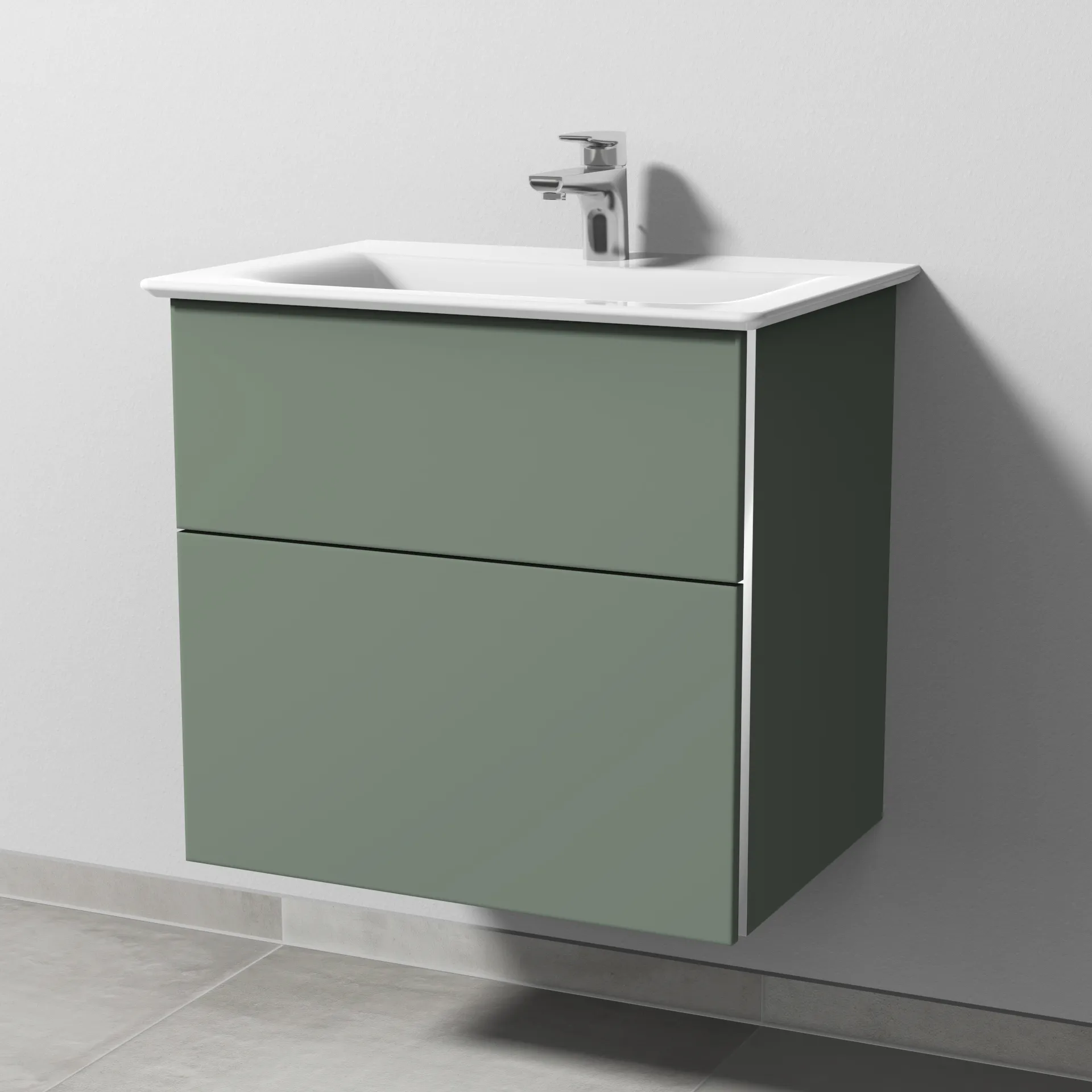 Sanipa Waschtischunterschrank „3way“ passend zu Keramik-Waschtische Connect Air von Ideal Standard 590 × 585 × 437 mm in Soft-Green