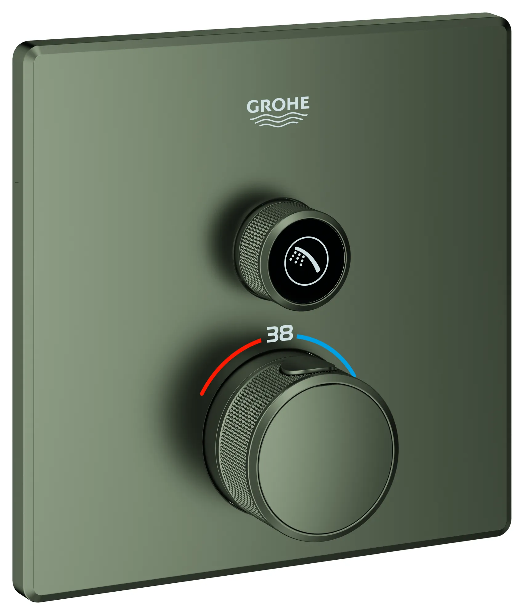 Thermostat Grohtherm SmartControl 29123, mit einem Absperrventil, Fertigmontageset für Rapido SmartBox, Wandrosette eckig, chrom