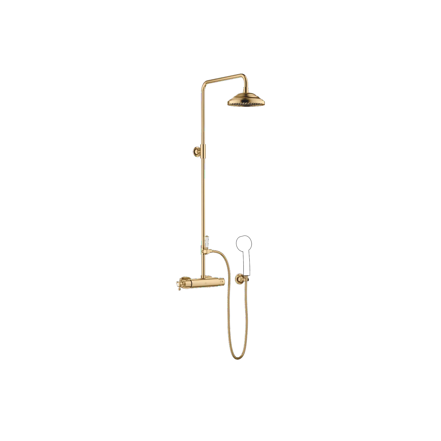 Dornbracht Madison Shower Pipe mit Brause-Thermostat ohne Handbrause - Messing gebürstet (23kt Gold)