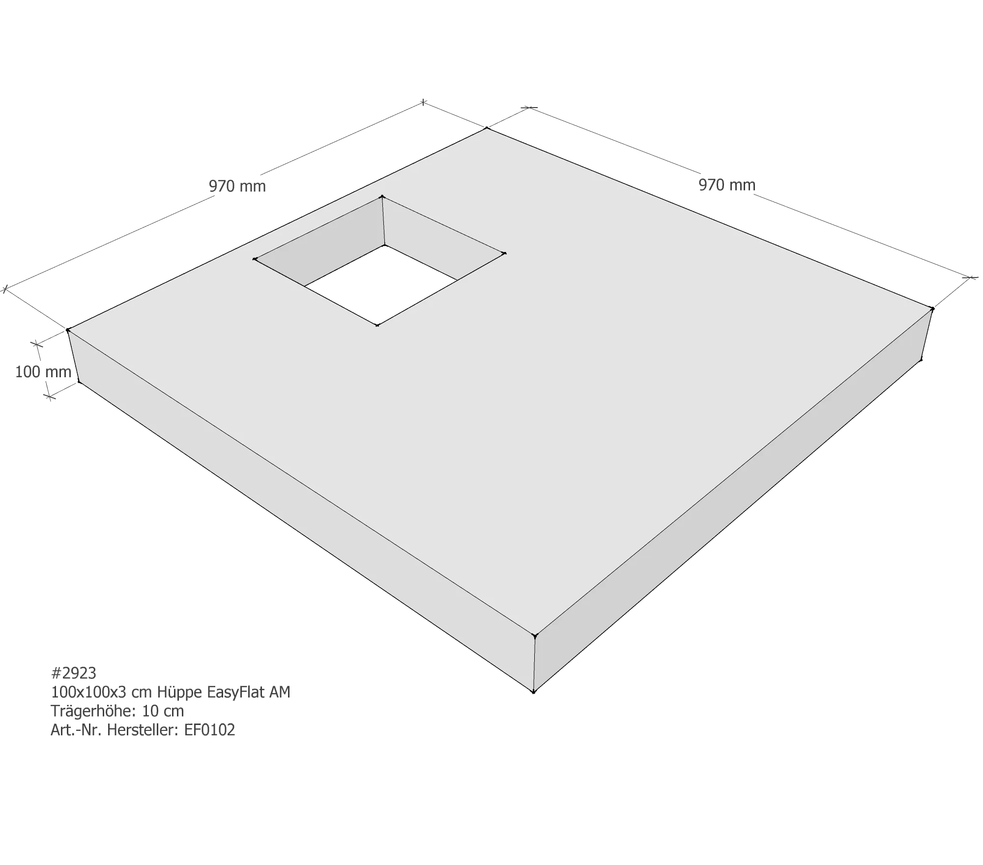 Duschwannenträger passend für Hüppe EasyFlat 100 × 100 × 3 cm