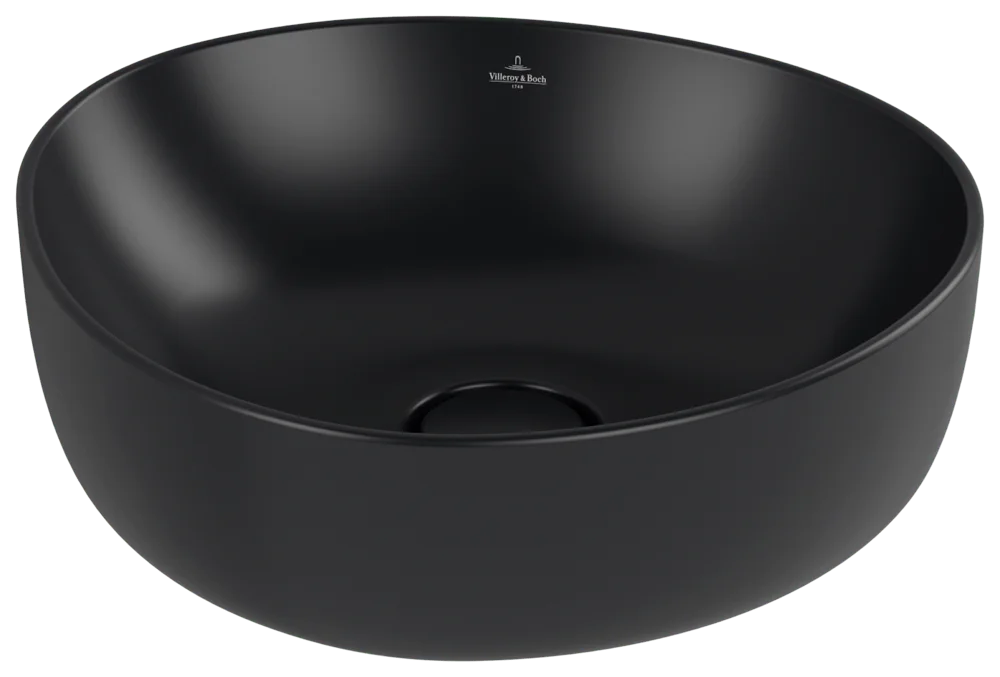 Villeroy & Boch Aufsatzwaschbecken Antao Pure Black CeramicPlus 400x395x145 mm, asymmetrisch, TitanCeram, ohne Überlauf