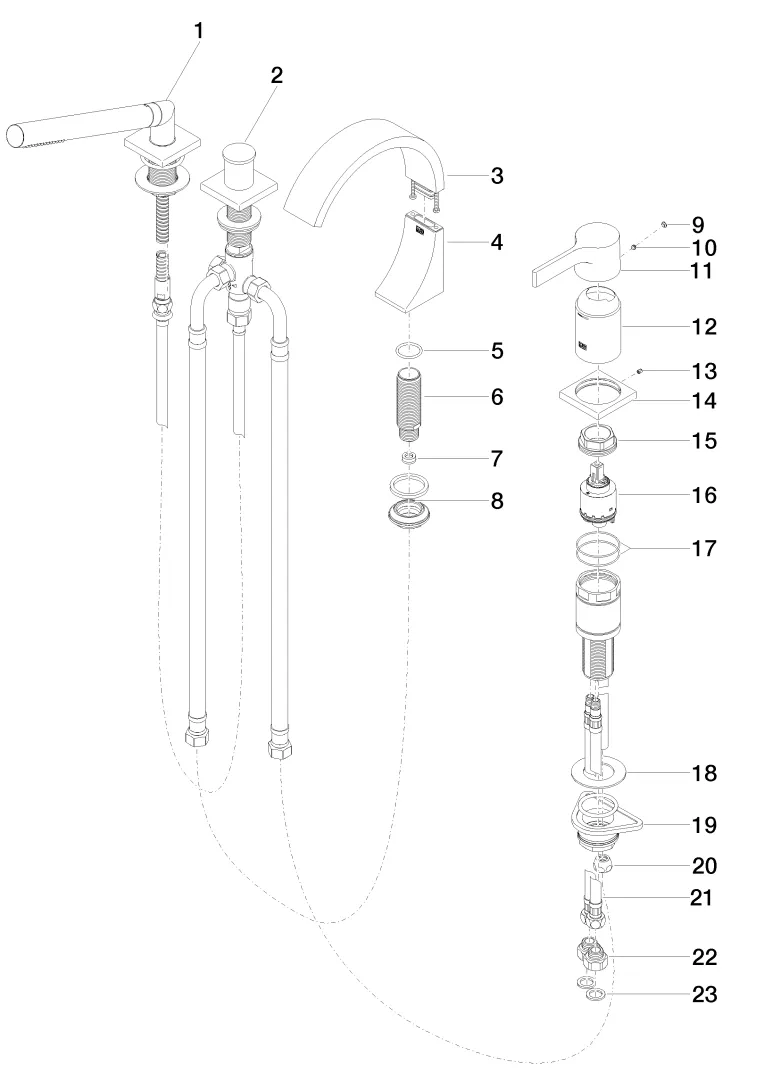 Dornbracht CYO Wannen-Vierlochbatterie Dark Platinum gebürstet