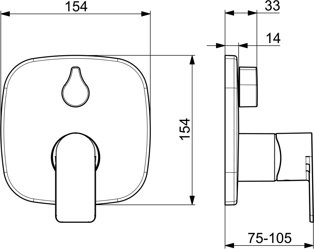 HansaSTELA Wannen- und Brausearmatur Einhebelmischer Fertigmontageset für Wanne/Brause HansaSTELA 8784 Rosette soft edge mit Sicherungseinrichtung Chrom