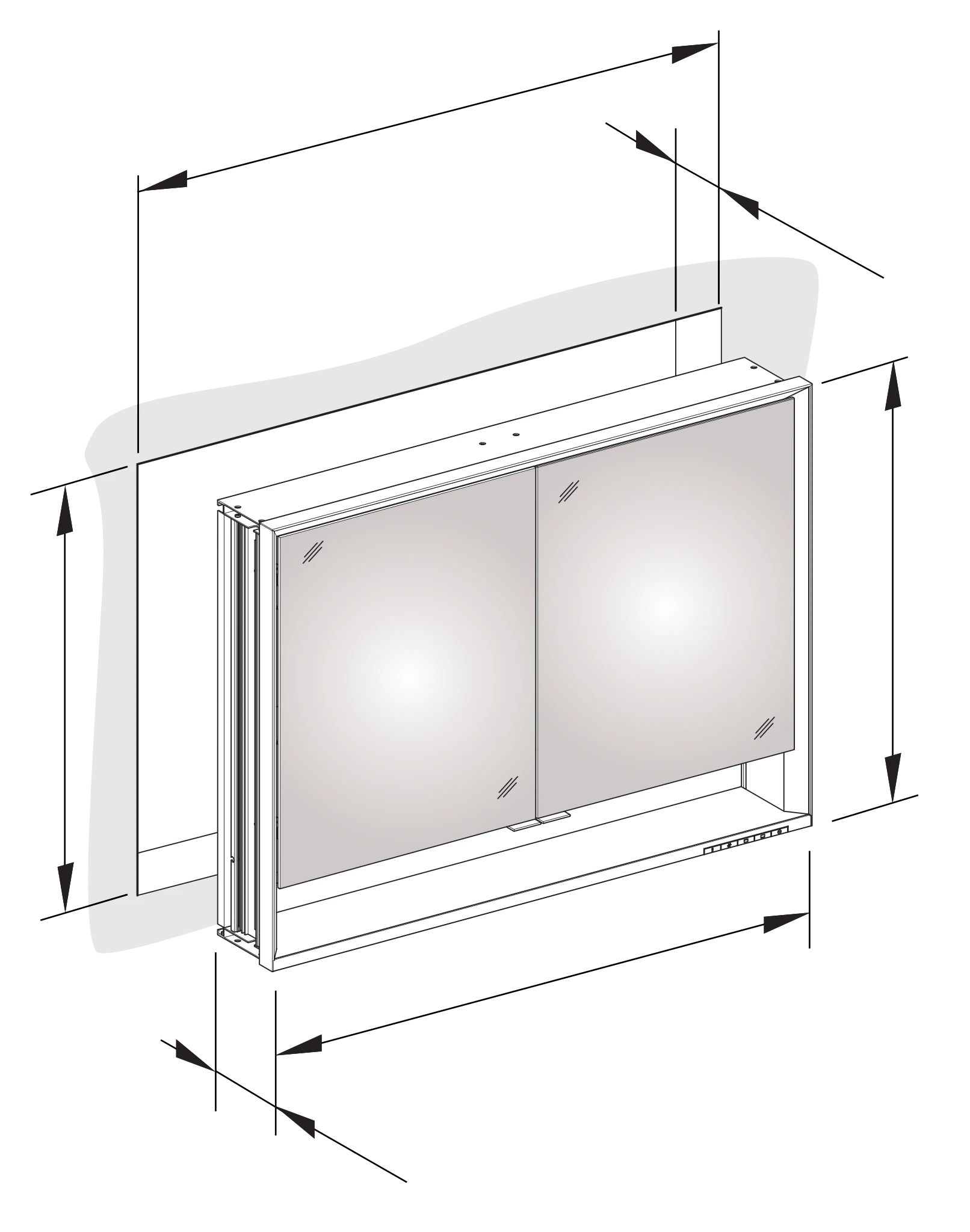 KEUCO ROYAL LUMOS Spiegelschrank Wandeinbau 2-türig kurze Tür silber-eloxiert KEUCO ROYAL LUMOS Spiegelschrank Wandeinbau 2-türig kurze Tür silber-eloxiert