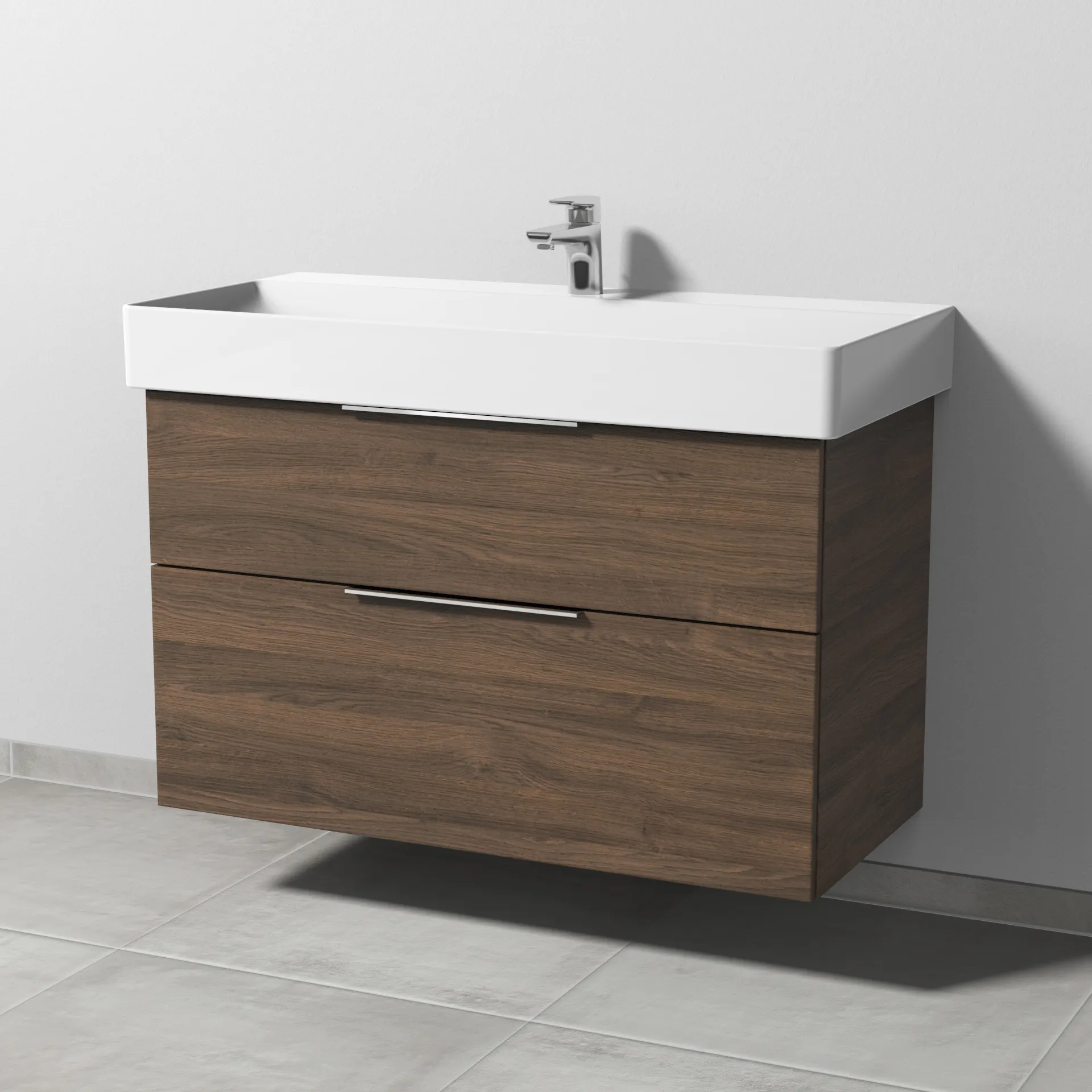 Sanipa Waschtischunterschrank „3way“ passend zu Keramik-Waschtische Dura Square von Duravit 950 × 588 × 447 mm in Eiche Arizona