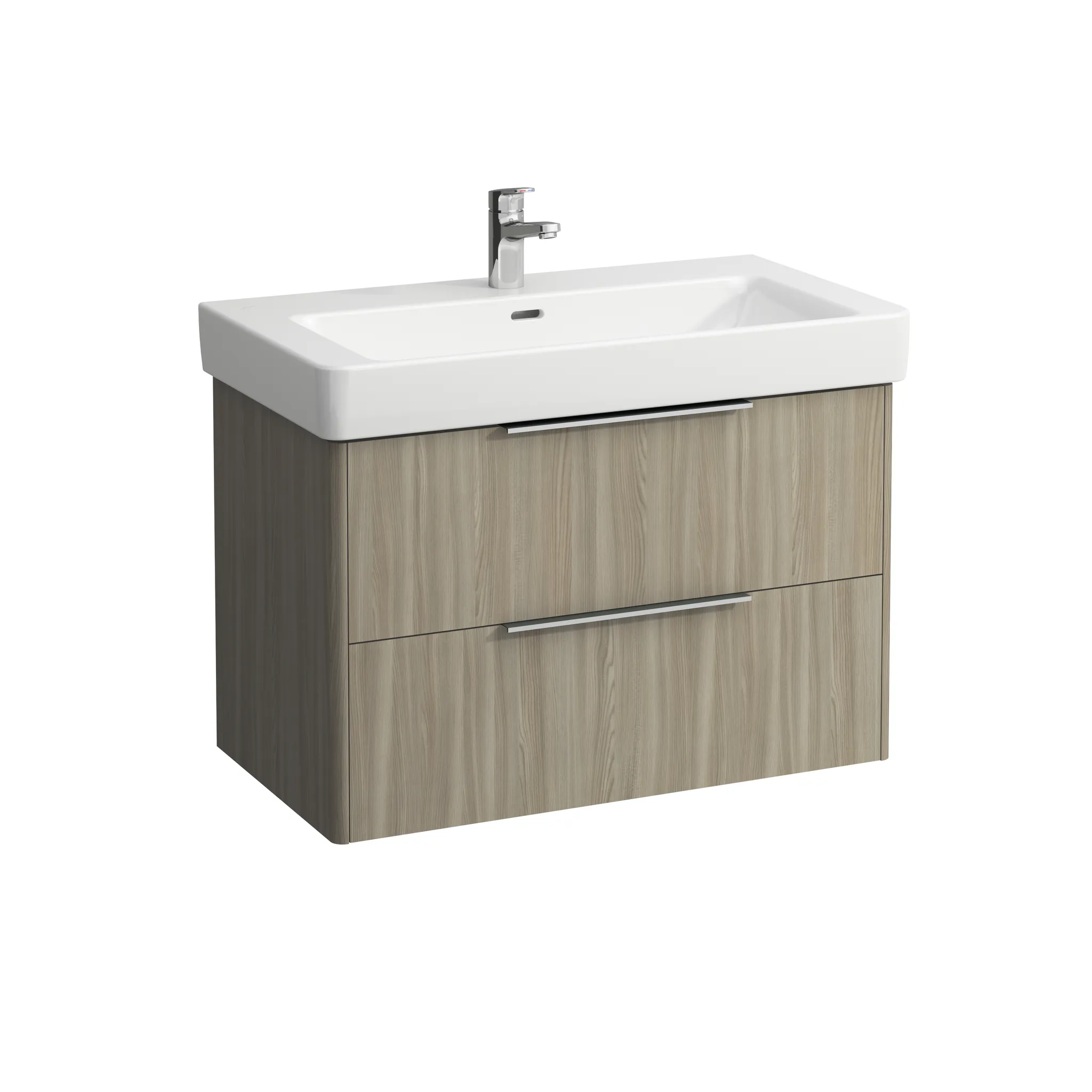 Waschtischunterbau BASE für PRO S 438x809x515 2 Schubladen mit Griff aluminium eloxiert für Waschtisch H813965 weiß matt
