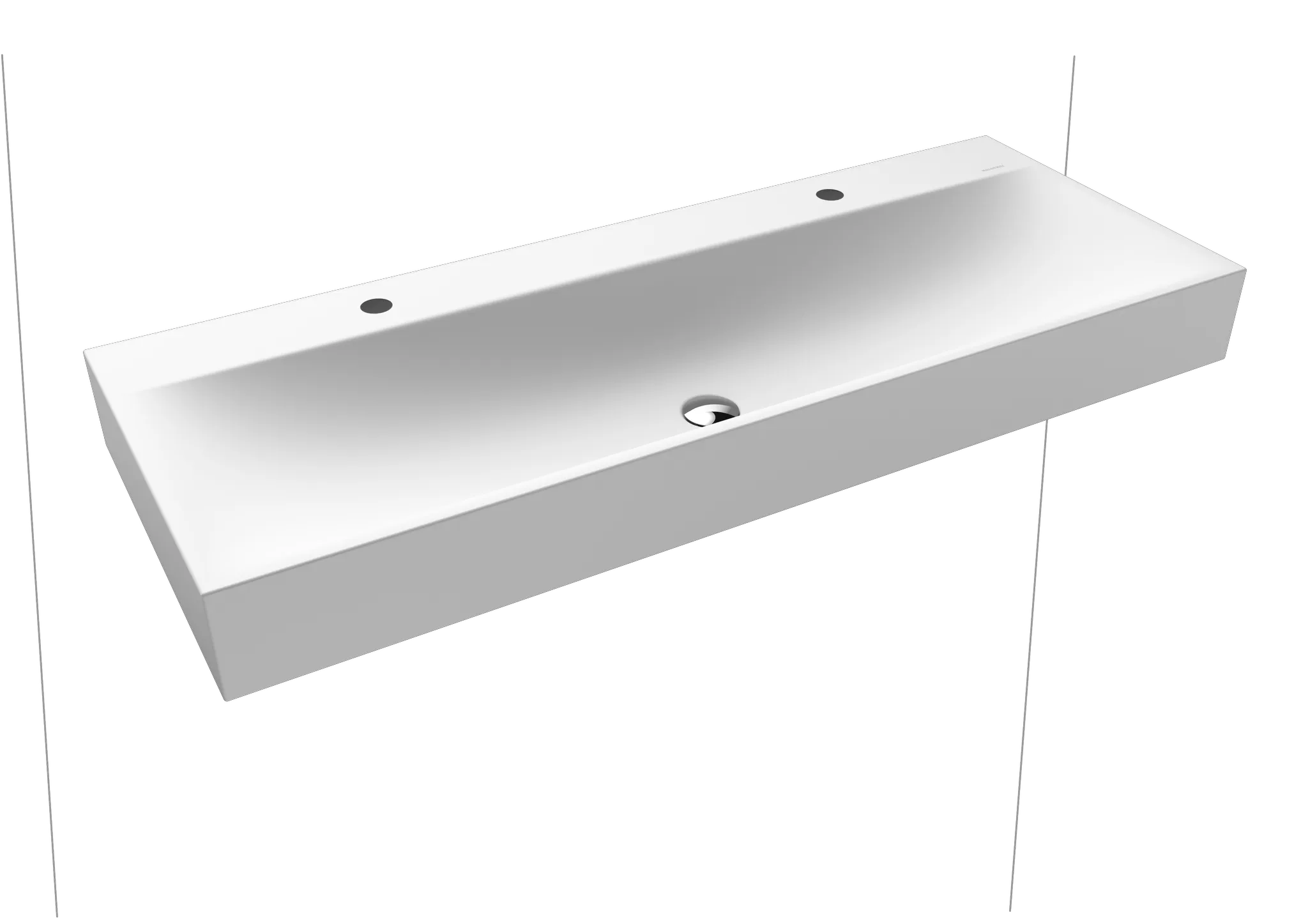 Doppelwaschtisch „Silenio“ 120 × 46 cm, ohne Hahnlochbohrung in alpinweiß matt, mit Perl-Effekt