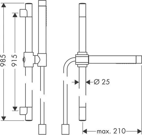 Brausenset Axor Starck 900mm chrom mit Schlauch 1600mm und Handbrause Brausenset Axor Starck 900mm chrom mit Schlauch 1600mm und Handbrause