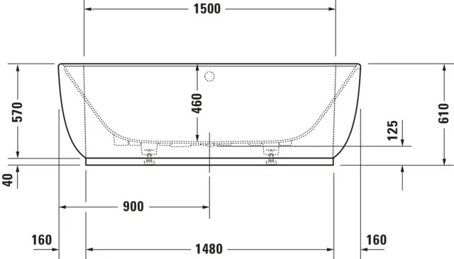 Duravit Badewanne „Luv“ vorwand oval 180 × 95 cm, mittig