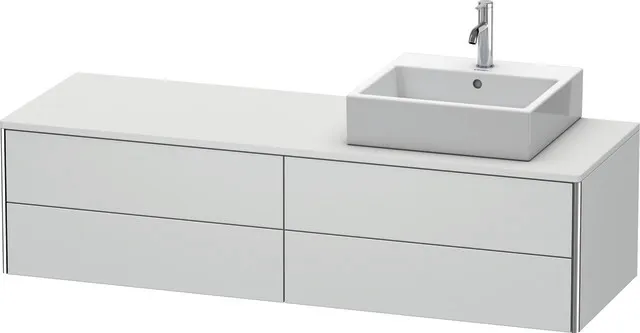 Duravit Waschtischunterschrank wandhängend „XSquare“ 160 × 40 × 54,8 cm Becken: rechts / Front- & Korpusfarbe: Weiß Seidenmatt / Größe: 160 × 54,8 × 40 cm / Oberfläche: Lack / Profile: Chrom / Schubladen: 4 Duravit Waschtischunterschrank wandhängend „XSquare“ 160 × 40 × 54,8 cm Becken: rechts / Front- & Korpusfarbe: Weiß Seidenmatt / Größe: 160 × 54,8 × 40 cm / Oberfläche: Lack / Profile: Chrom / Schubladen: 4