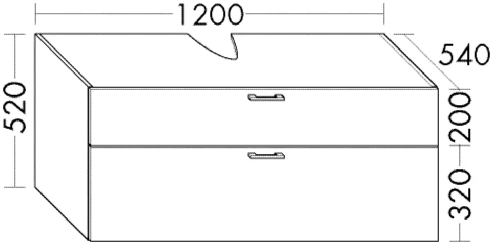 Waschtischunterschrank Sys30 von burgbad - 1.200 mm breit, 540 mm tief, 520 mm hoch mit Metallkonsole und Raumsparsiphon
