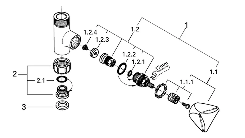 Absperrventil Atlanta 12409, DN 15, für Thermostat-Batterien, Verschraubung 3/4'', Anschlussgewinde 3/4'', Trecorn-de-Luxe-Griff, Markierung neutral, chrom