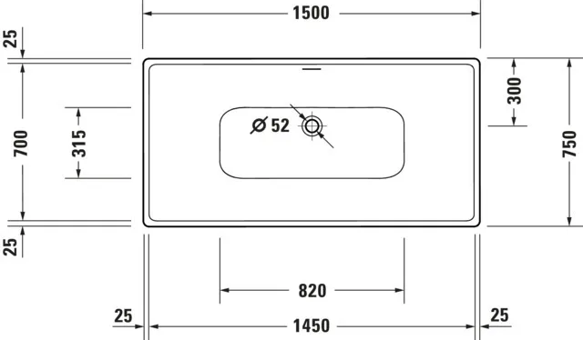 Duravit Badewanne „DuraSkye“ freistehend rechteck 150 × 75 cm