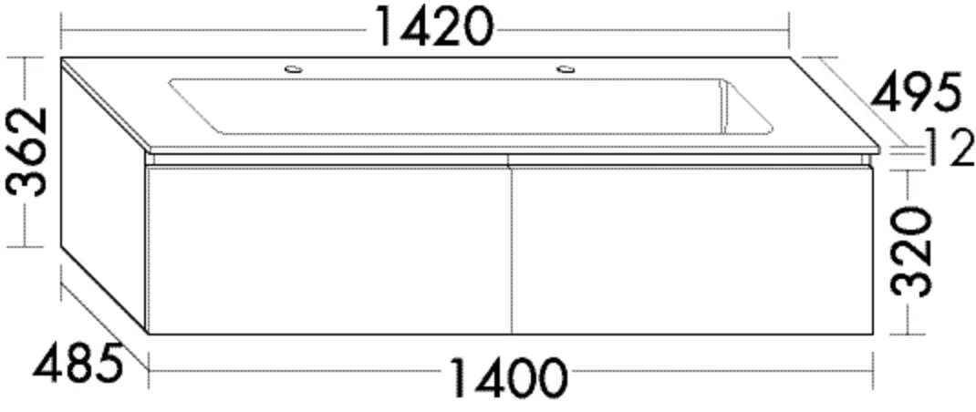 burgbad Badmöbelset „Lin20“ 146 × 40,2 cm in Schilf Solid Matt