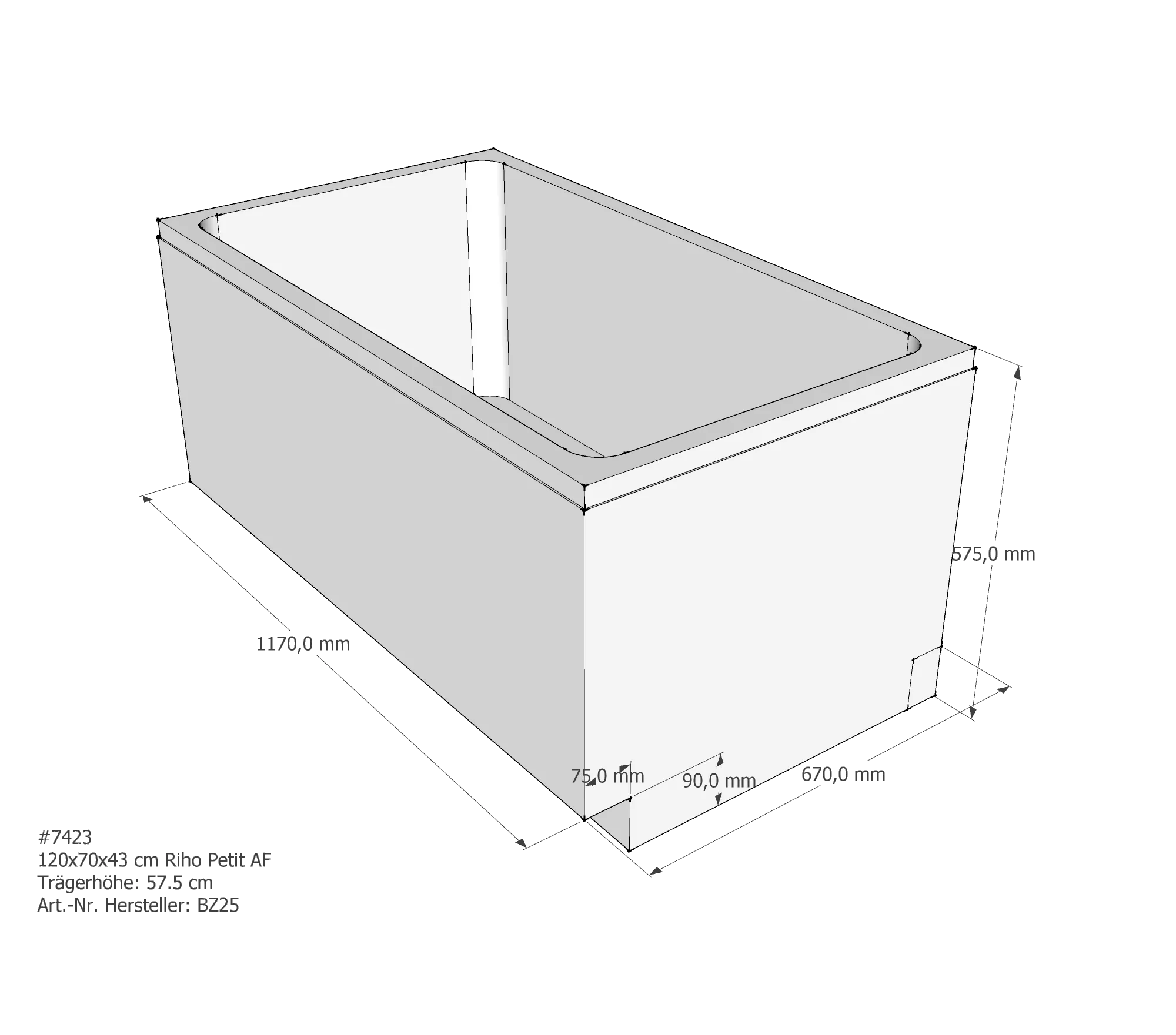 Badewannenträger für Riho 120 × 70 × 43 cm Badewannenträger für Riho 120 × 70 × 43 cm