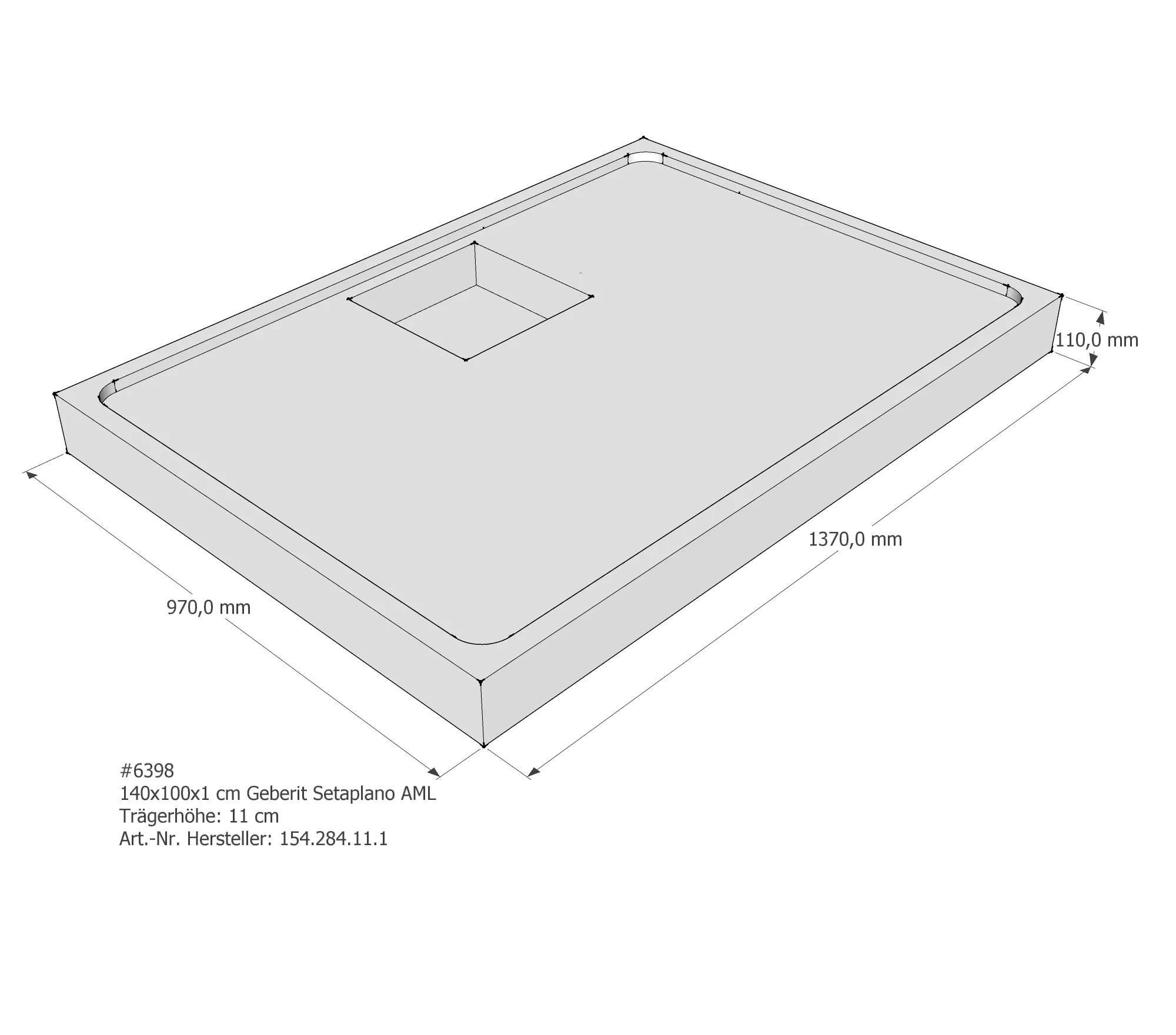 Duschwannenträger für Geberit Setaplano 140 × 100 × 1 cm Duschwannenträger für Geberit Setaplano 140 × 100 × 1 cm