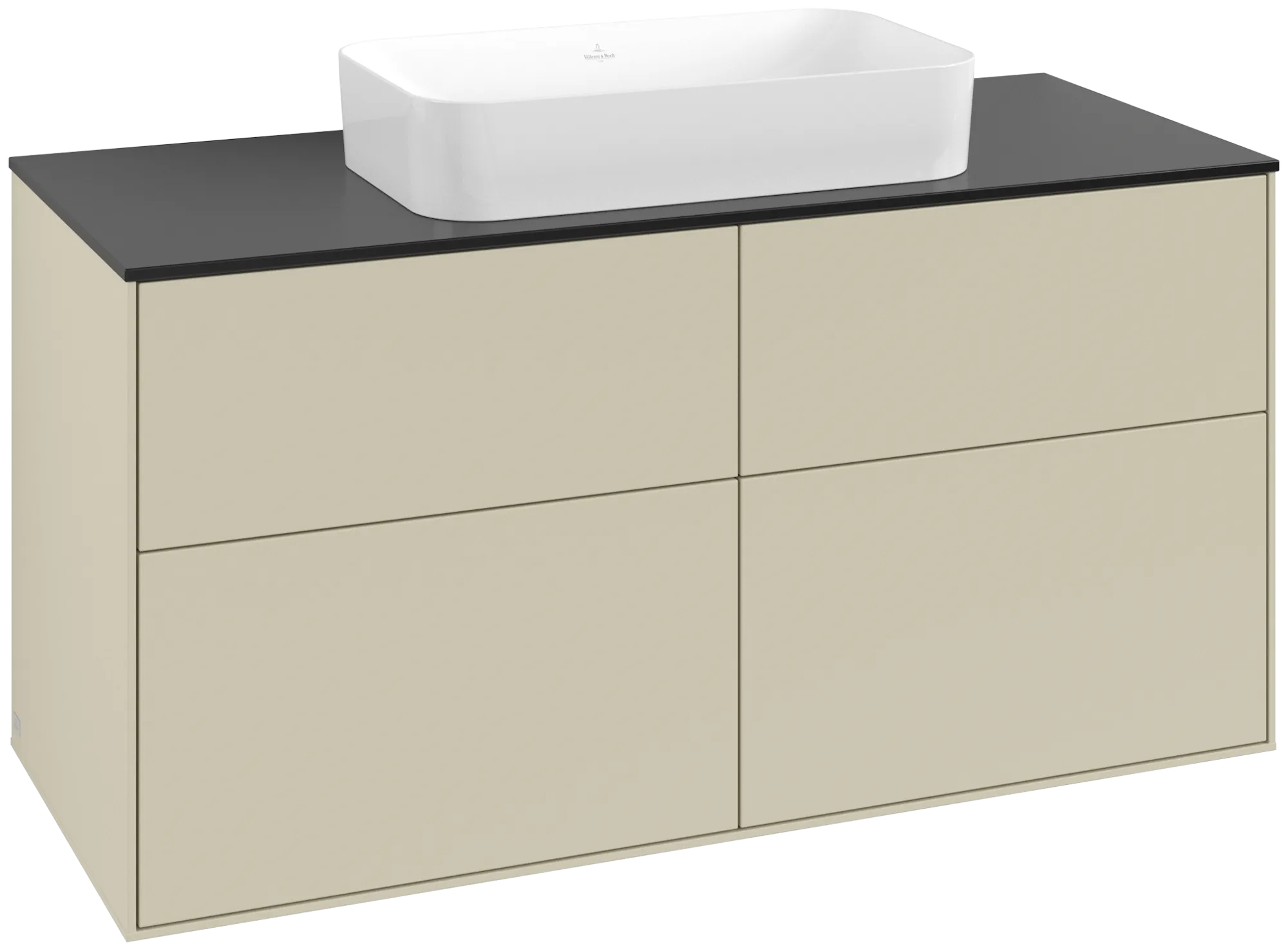 Villeroy & Boch Finion Waschbeckenunterschrank F67, 1200x603x501mm, HJ Silk Grey Matt Lacquer / Glass Black Matt
