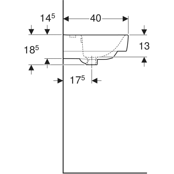 Wandwaschtisch „Renova Compact“, rechteckig, mit Überlauf 65 × 40 cm in weiß alpin Wandwaschtisch „Renova Compact“, rechteckig, mit Überlauf 65 × 40 cm in weiß alpin